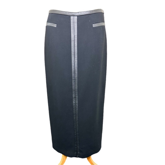 Dana Buchman Dresses & Skirts - Dana Buchman black wool and leather maxi skirt SZ 10